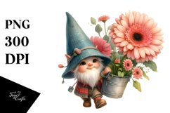 Cute GNOME with Gerbera PNG Product Image 1