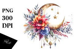 Vibrant Boho Moon with Flowers and Stars Product Image 1