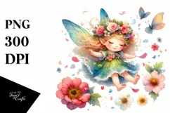 Cute Fairy Tumbling Flower Petals | Sublimation | Clipart Product Image 1