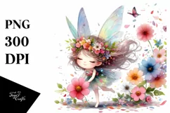 Cute Fairy Tumbling Flower Petals | Sublimation | Clipart Product Image 1