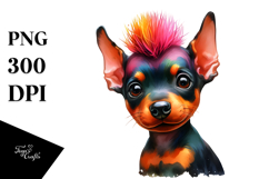 Expressive Doberman Pinscher with Crazy Haircut PNG Product Image 1