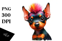 Expressive Doberman Pinscher with Crazy Haircut PNG Product Image 1