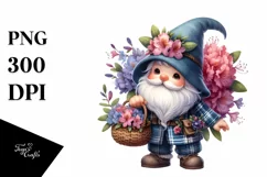 Cute Gnome Holding a Basket of Flowers | Sublimation | Product Image 1