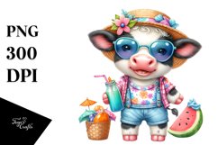 Colorful Cow Dressed Summer | Sublimation | Clipart Product Image 3