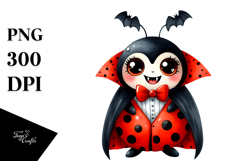 Funny Ladybug Dressed as Vampire | Watercolor | Sublimation Product Image 1