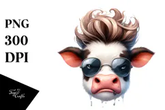 Cow with Funny Hair PNG Product Image 1