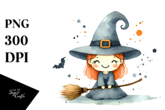 Funny Witch Watercolor PNG Product Image 1