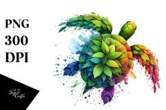 Abstract Turtle with Plant Leaves, PNG Product Image 3