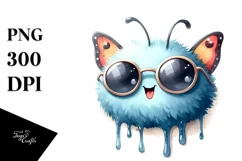Funny Butterfly Smiling Tongue Dripping Wind Clipart Product Image 3