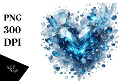 Blue 3D Diamond Heart, Transparent PNG Product Image 1