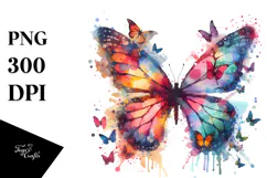 Grunge Butterfly Silhouettes, Artistic PNG Product Image 1