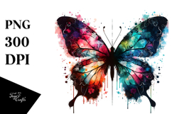 Colorful Butterfly with Butterfly Silhouettes PNG Product Image 1