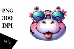 Cute Hippo Sunglasses Tongue Clipart Product Image 3