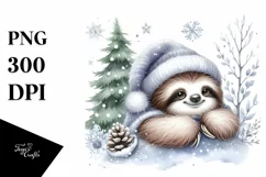 Cute Baby Sloth Christmas Tree PNG Product Image 1
