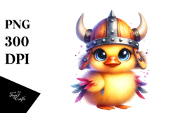 Vibrant Baby Duck with Viking Helmet PNG Product Image 1