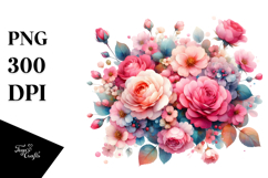 Pink Roses Abstract Frame, Transparent PNG Product Image 1