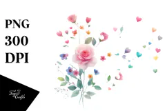 Colorful Simple Flower with Heart Petals PNG Product Image 1