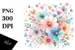 Colorful Simple Flower with Heart Petals PNG Product Image 1