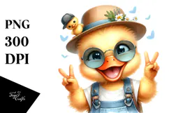 Energic Baby Duck with Hat and Sunglasses PNG Product Image 1