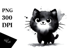 Funny Washed BLACK CAT PNG Product Image 1