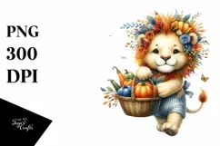 Baby Lion with Autumn Vegetables | Sublimation | Clipart Product Image 3