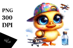 Vibrant Baby Duck Airplane PNG Product Image 1