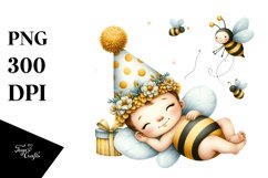 Baby Bee Party Hat | Watercolor | Sublimation Product Image 1