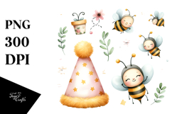 Baby Bee Party Hat | Watercolor | Sublimation Product Image 1