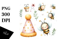 Baby Bee Party Hat | Watercolor | Sublimation Product Image 1