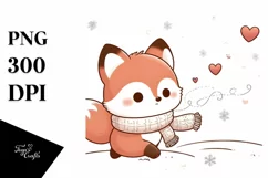 Cute Baby Fox Sleigh Ride PNG Product Image 1