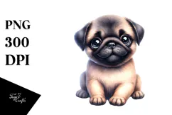 Happy Pug Puppy, Artistic PNG Product Image 1