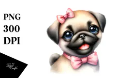 Watercolor Baby Pug PNG Product Image 1
