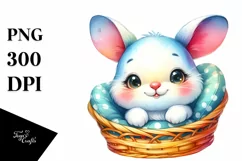 Colorful Watercolor Resting Baby Rabbit Clipart Product Image 1