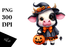 Cute Baby Cow Halloween Scene | Clipart Product Image 1