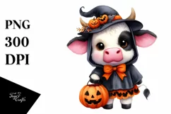 Cute Baby Cow Halloween Scene | Clipart Product Image 3