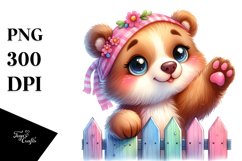 Colorful Watercolor Small Baby Bear | Sublimation Clipart Product Image 3