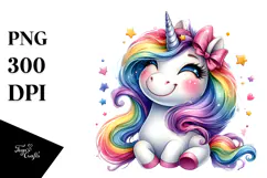 Vibrant Cute Unicorn, PNG Product Image 1