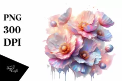 Abstract Glossy Poppy Watercolor Clipart Product Image 1
