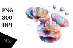 Abstract Glossy Poppy Watercolor Clipart Product Image 1