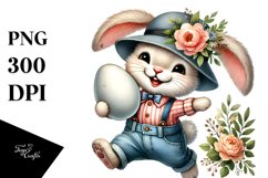 Bunny Running with Egg PNG Product Image 1