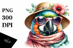 Funny Parrot Scarf Sunglasses Clipart Product Image 1