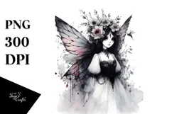Washed Watercolor Gothic Fairy PNG Product Image 1