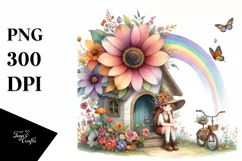 Fairy House Autumn Scene Rainbow Clipart Product Image 3
