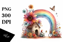 Fairy House Autumn Scene Rainbow Clipart Product Image 3