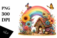 Fairy House Autumn Scene Rainbow Clipart Product Image 3