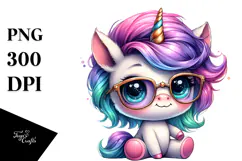 Colorful Baby Unicorn PNG Product Image 1