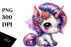 Cute Baby Unicorn with Cool Haircut, Transparent PNG Product Image 1