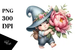 Cute Baby Gnome with Big Hat, High-Res PNG Product Image 1