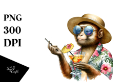 Hipster Monkey Drinking Cocktail PNG Product Image 1
