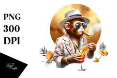 Hipster Monkey in Beachwear, Transparent PNG Product Image 1